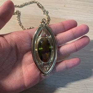 Vintage Faux Peridot Gold Necklace | Whiting & Davis